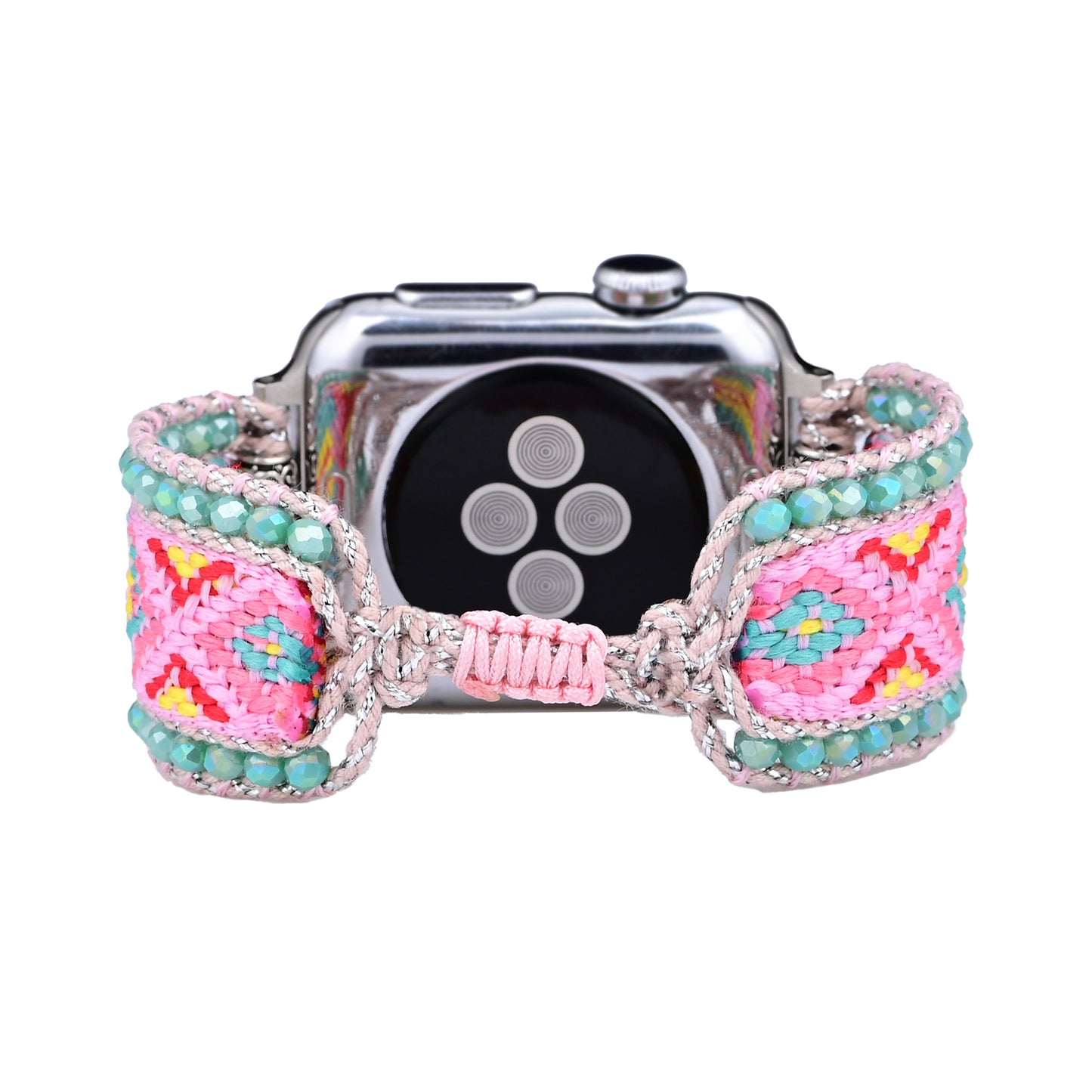 European And American-style Accessories Pink Nylon Webbing With Hand-woven Crystals