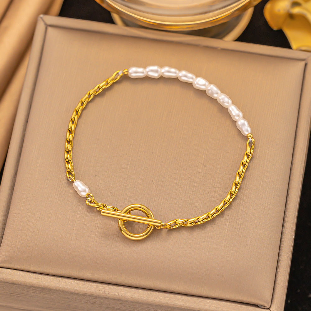 New Colorfast Japanese And Korean Style Titanium Steel Bracelet For Women, Versatile.