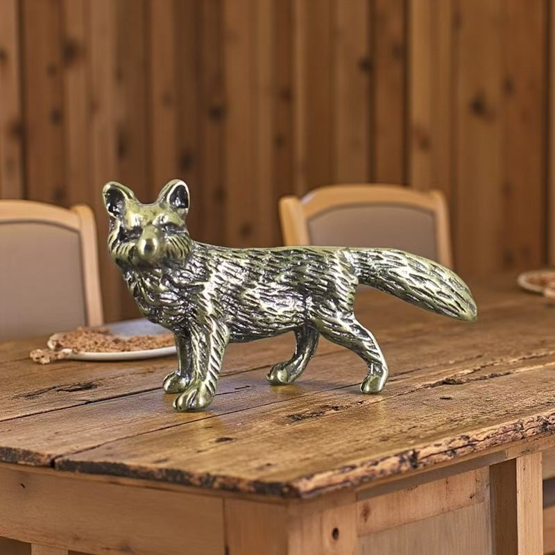 Fox Ornament For Study Or Office Desk Solid Forged Copper Tea Pet