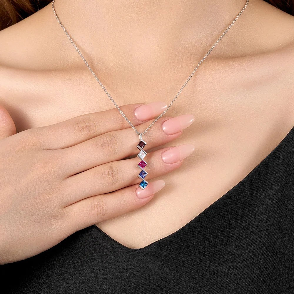 New Square Zircon 12 Birthday Stone Fashion Necklace