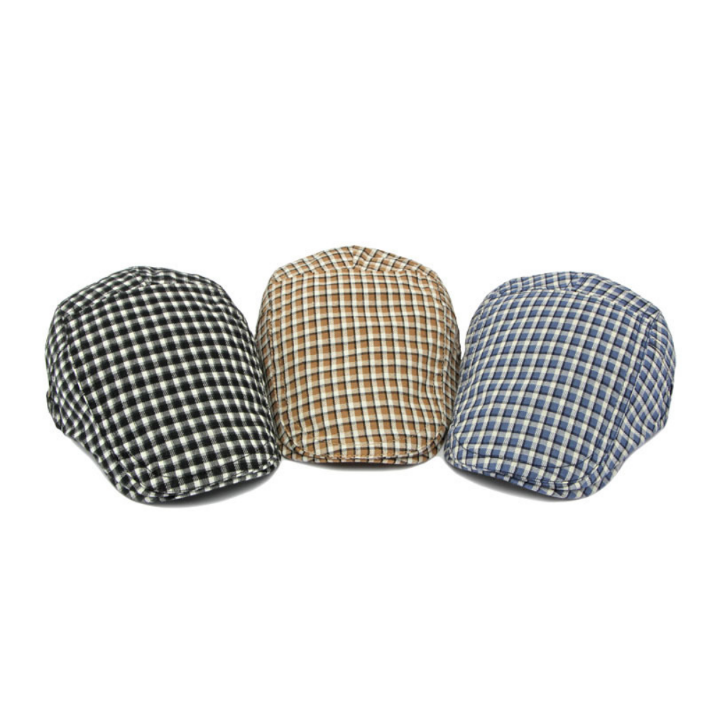 Men's And Women's Identical Small-checkered Soft-top Adjustable Simple Casual Style Forward Hat, Suitable For Outdoor Outings, Daily Commutes And Leisure Activities.