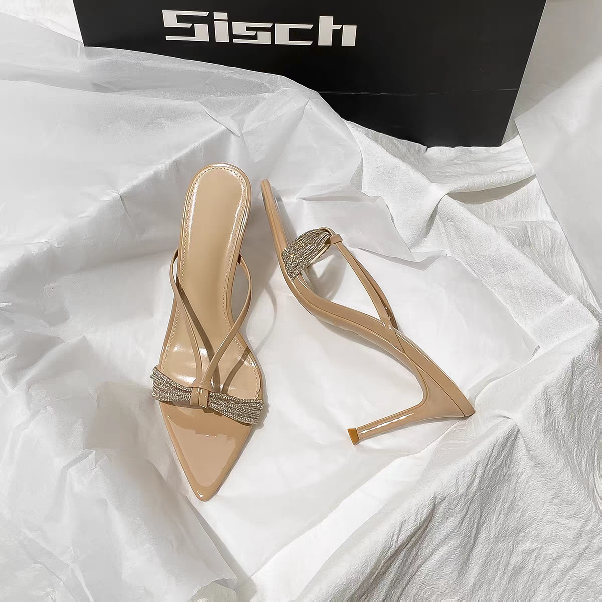 2026 Summer New French Sandals For Women, Versatile Viral One-Strap Slides, Stunning Stiletto High Heels