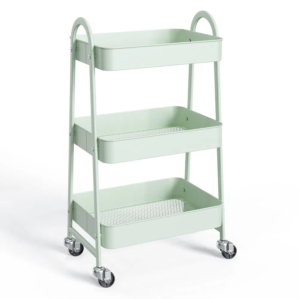 3-4-layer Practical Mobile Trolley, Metal Movable Storage Rack, With Lockable Casters