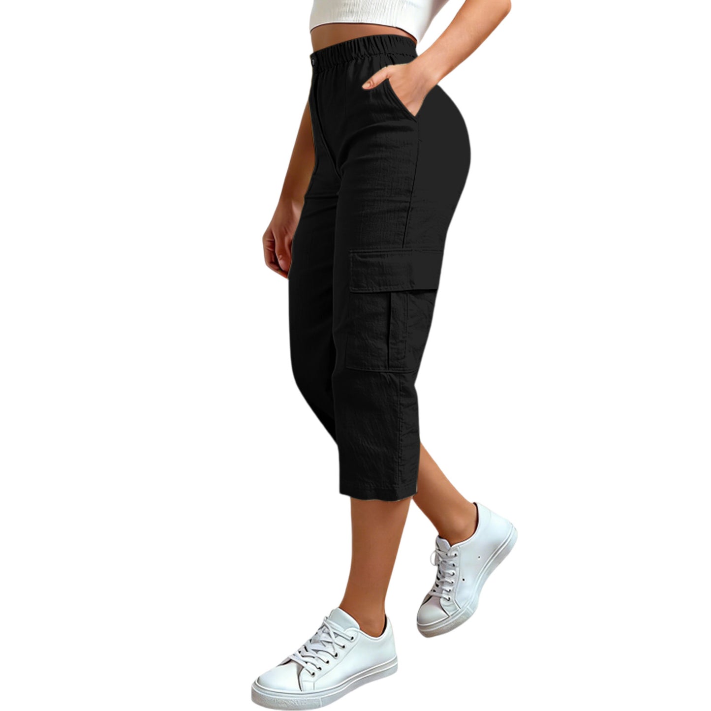 Loose-fit Casual Pants With Multiple Pockets Cross-border Fashion Cropped Trousers