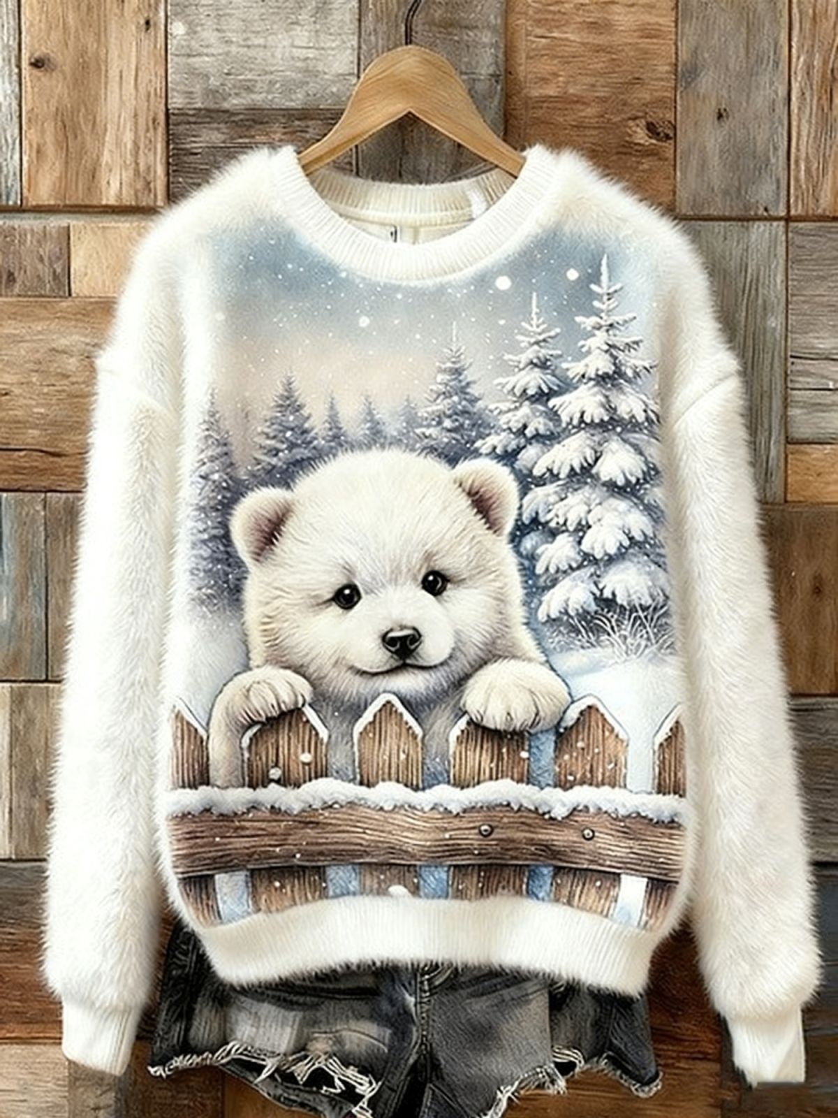 New Christmas Cute Pet Series Crewneck Hoodie With Printed Designs