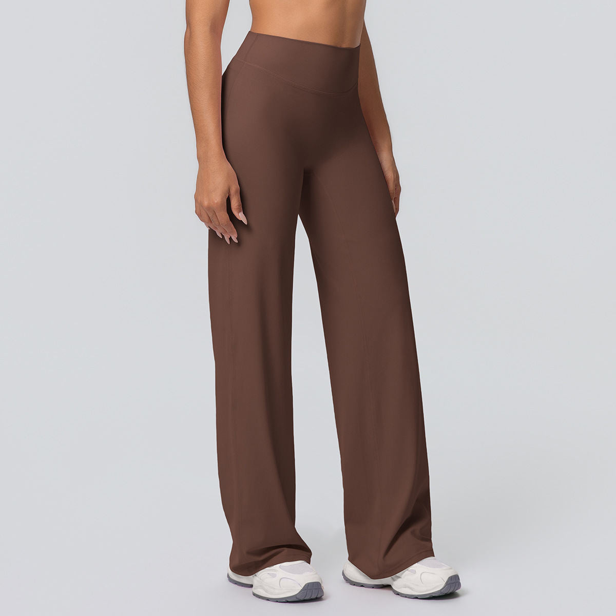Double-sided Brushed Solid-color High-waisted Loose-fitting Breathable Yoga Wide-leg Pants