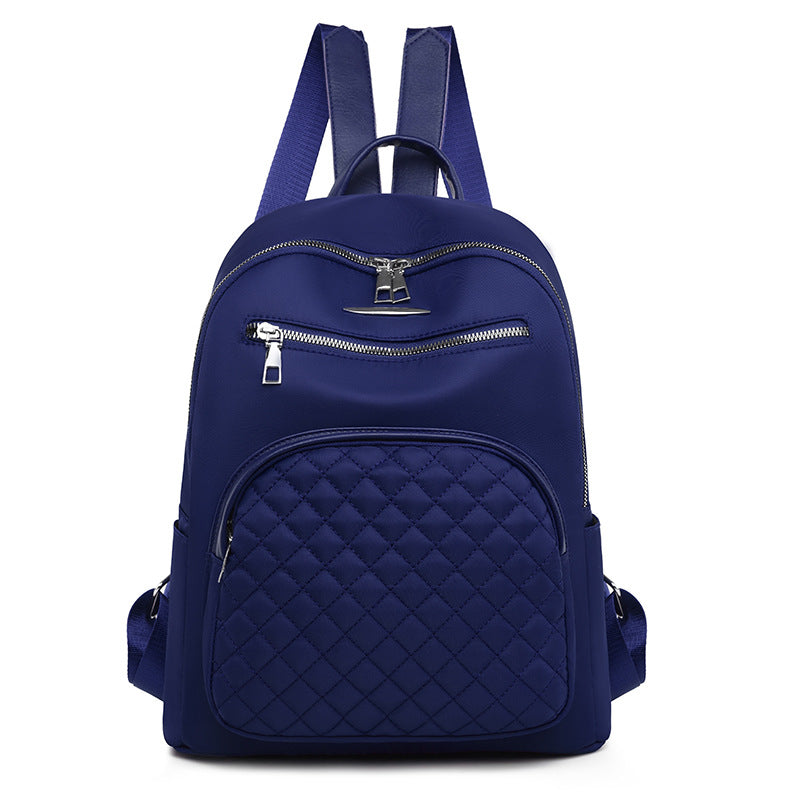 Womens Korean-style Solid-color Casual Oxford Cloth Backpack