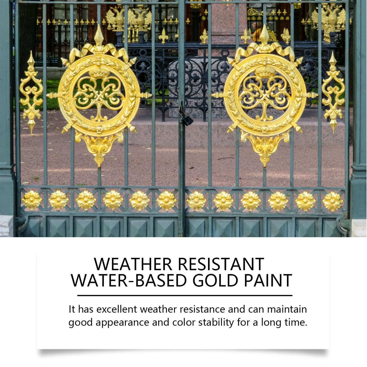 JAKEHOE Weather-Resistant Water-Based Gold Paint, Metallic Paint, Weather-Resistant Water-Based Roman Column Decorative Gold Paint, Outdoor Gold Foil Paint