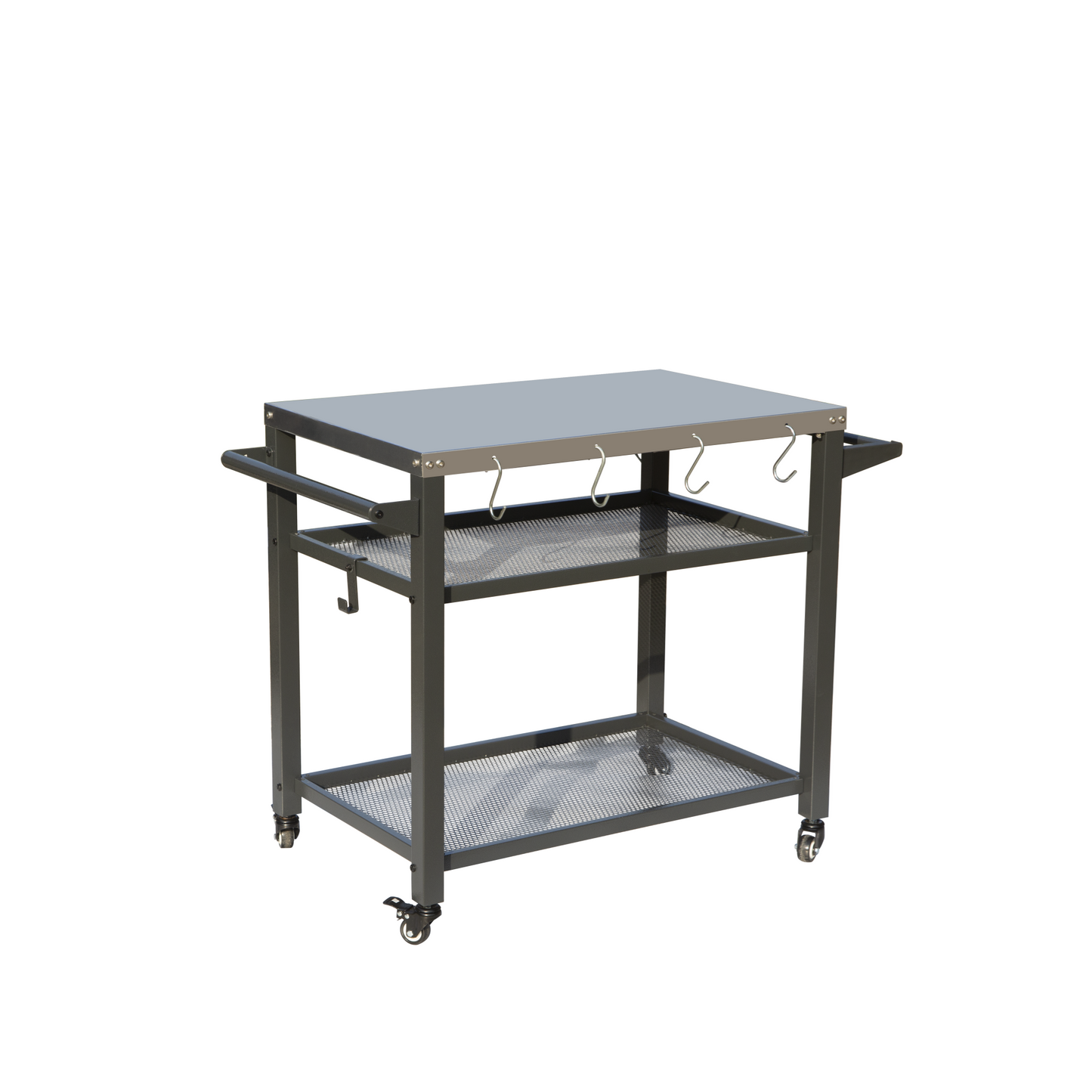 3-Shelf Outdoor Grill Table, Grill Cart With Wheels, Outdoor Pizza Oven And Food Prep Table, Blackstone Table With Stainless Steel Tabletop, Grill Stand For Blackstone Griddle For Outside BBQ