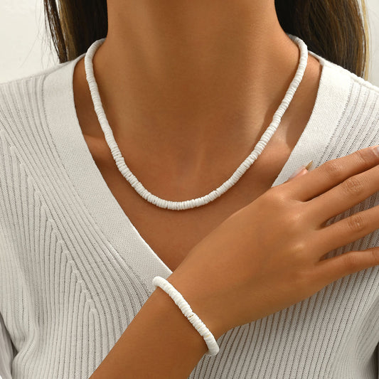 European American Cross-border Women Jewelry Set, Geometric Vacation Style Braided Shell Clavicle Necklace, Premium Texture Versatile Daily Neck Accessories