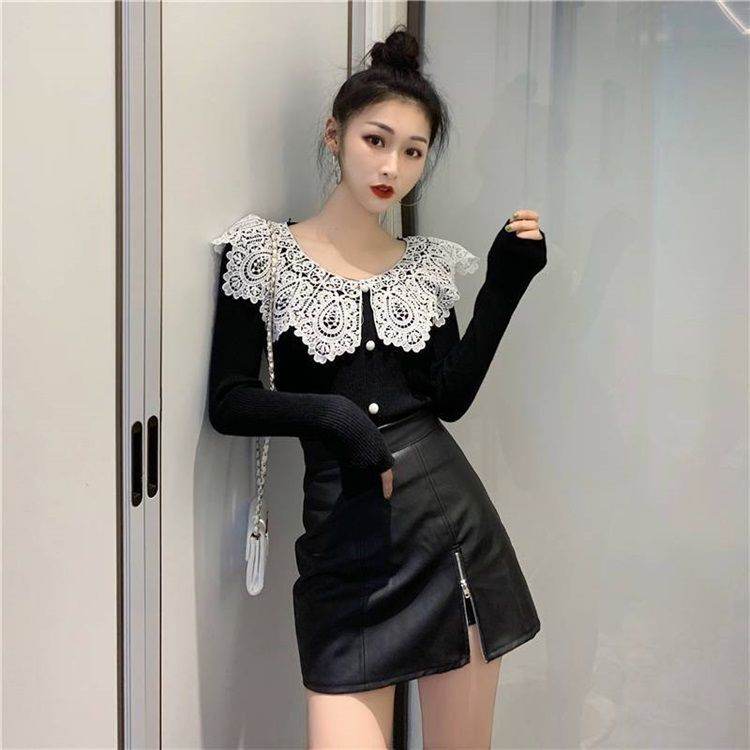 Korean-style Elegant Lace-panelled Outerwear Base Top