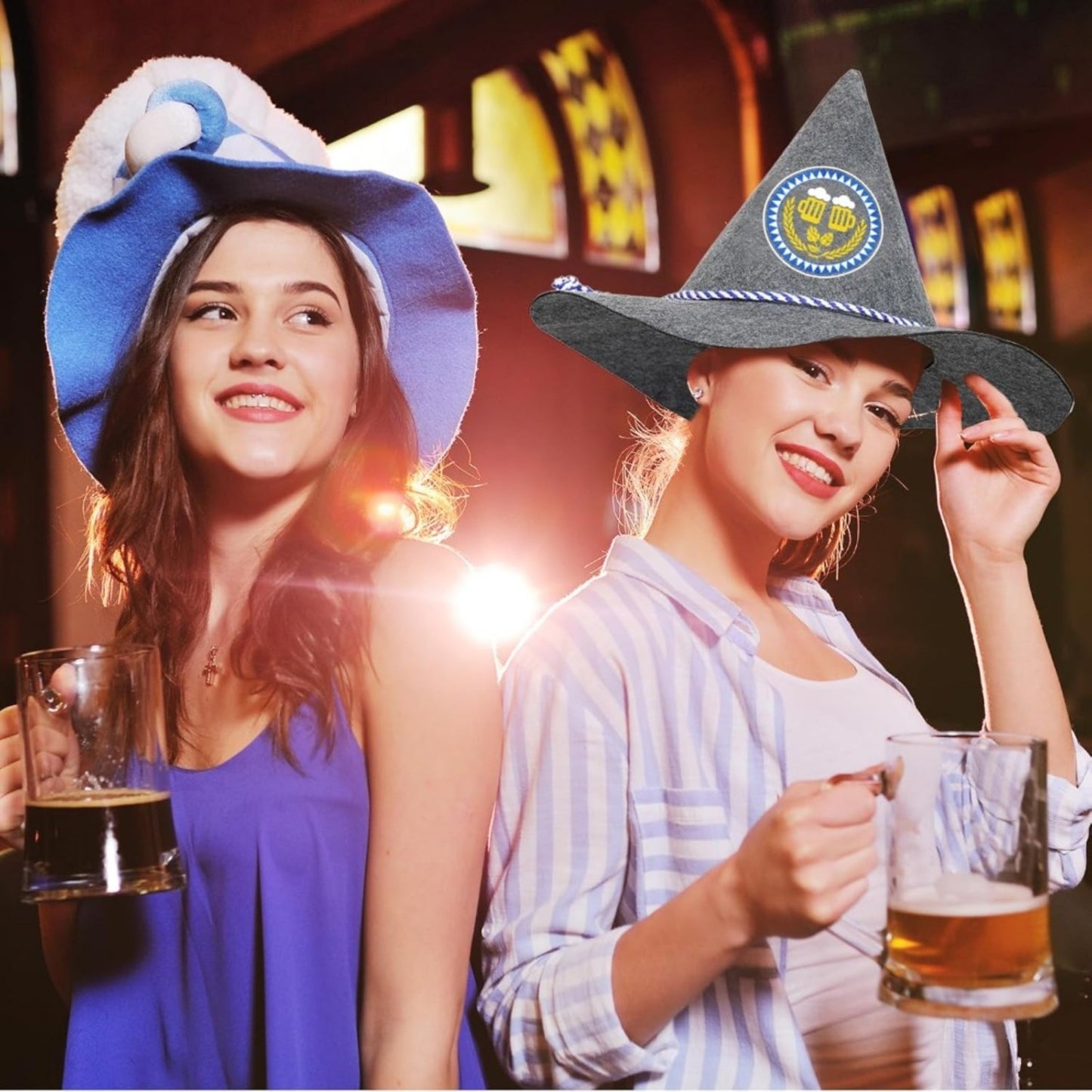 2 Pack Traditional Carnival Hat Oktoberfest Costume Accessories For Adults, Felt Tyrolean Hat For Halloween, Cosplay, Themed Parties & Events