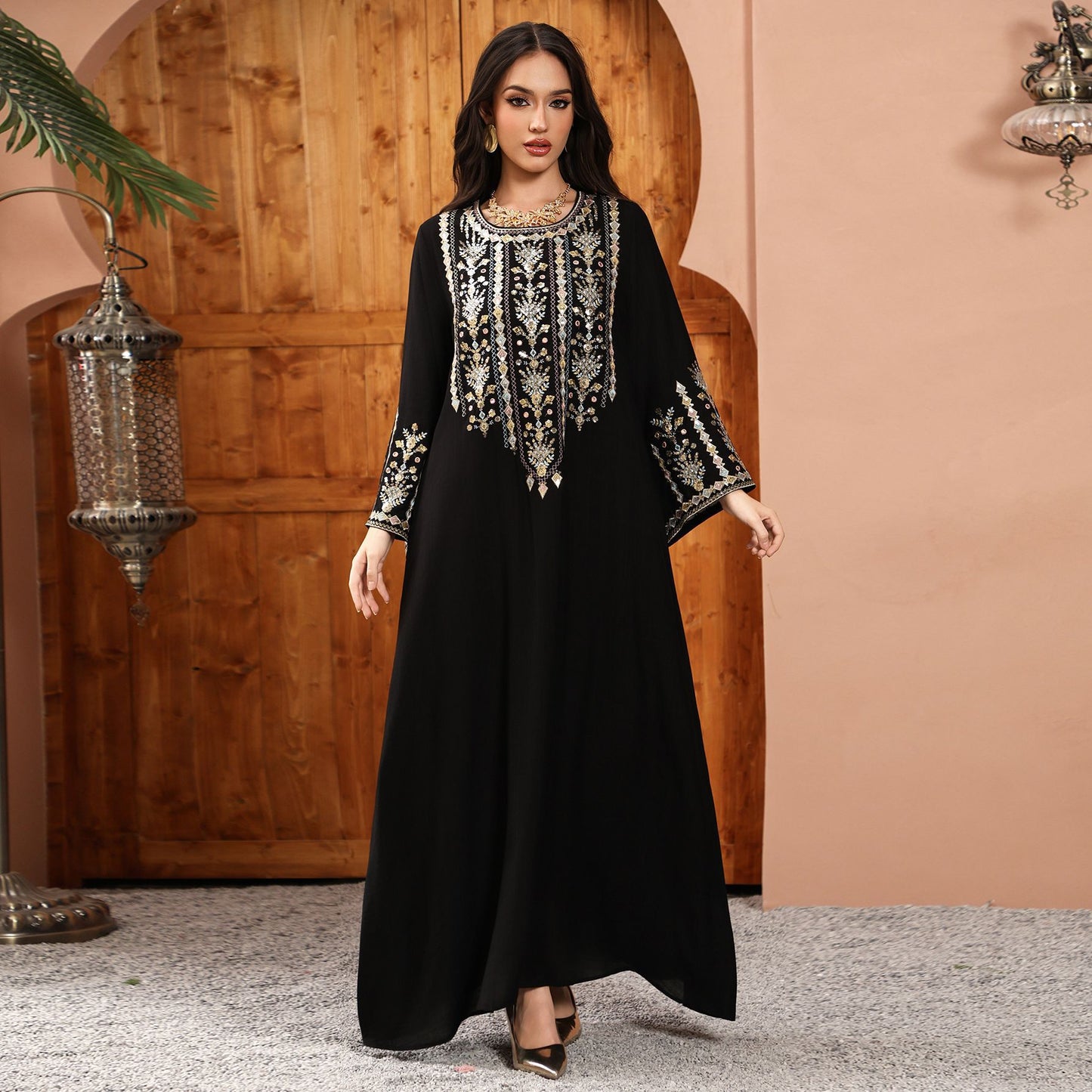Womens Fashion Embroidered Long Dress