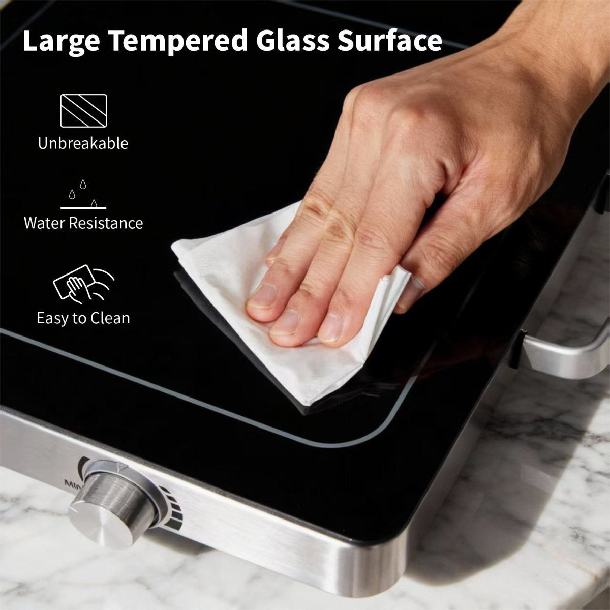 Electric Glass Top Food Warming Tray With Adjustable Temperature Control