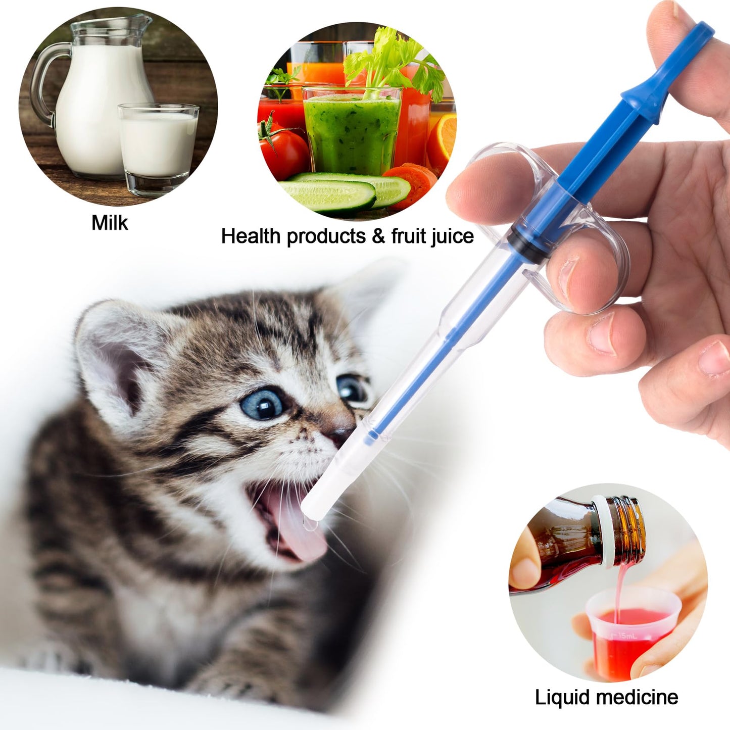 Cat Pill Shooter, Pill Popper For Cats & Dogs, 2-in-1 Pet Piller  Anti-drop Syringe For Tablets & Liquid. Easy Admin For Small Animals. Soft Rubber Tip Protects Gums