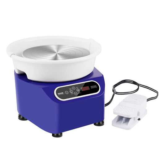 Pottery Wheel, 11 Inch Pottery Forming Machine, 350W Electric Wheel For Pottery With Foot Pedal And LCD Touch Screen, Direct Drive Ceramic Wheel With Shaping Tools For DIY Art Craft, Blue