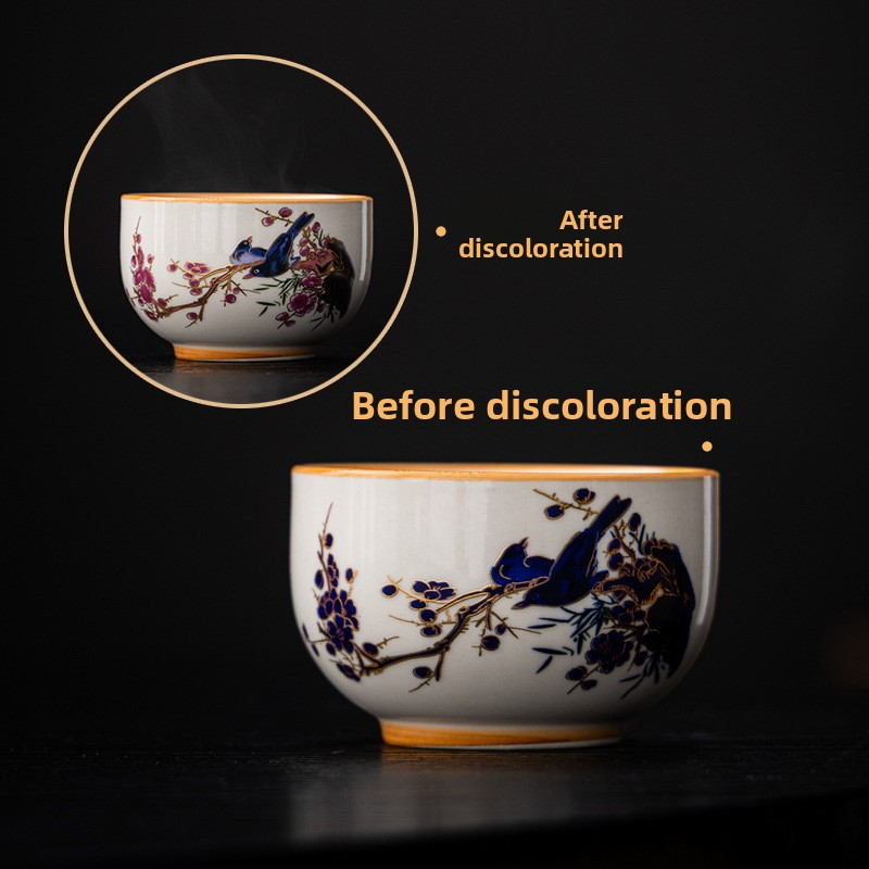 Emperature-sensitive Color-changing Ceramic Tea Cup Gift Box Set, Single Color-changing Tea Cup Gift Box