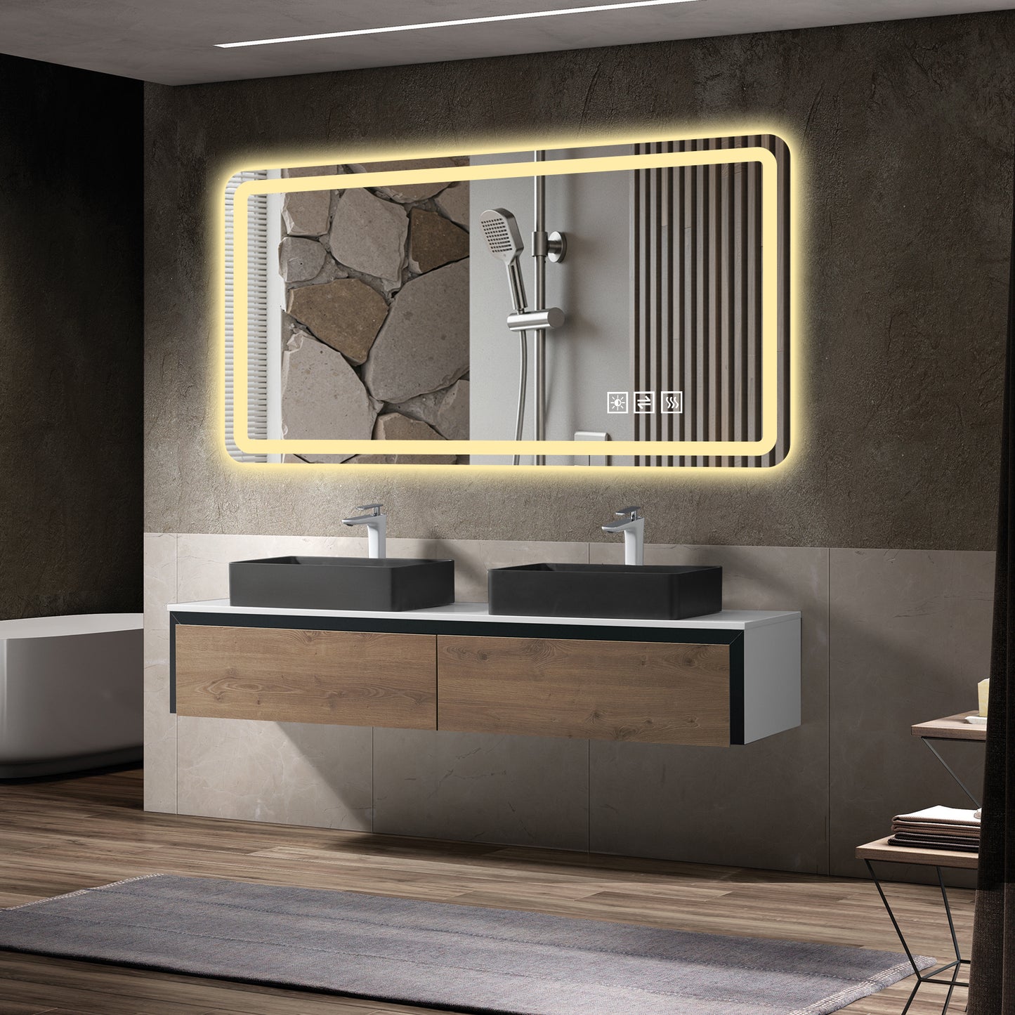 28x60inch LED Bathroom Vanity Mirror ,wall Mirror,Anti-Fog, Dimmable,Shatter-Proof Tempered Glass,  Ideal For Bathroom Wall Decor, Beauty Makeup And Shaving