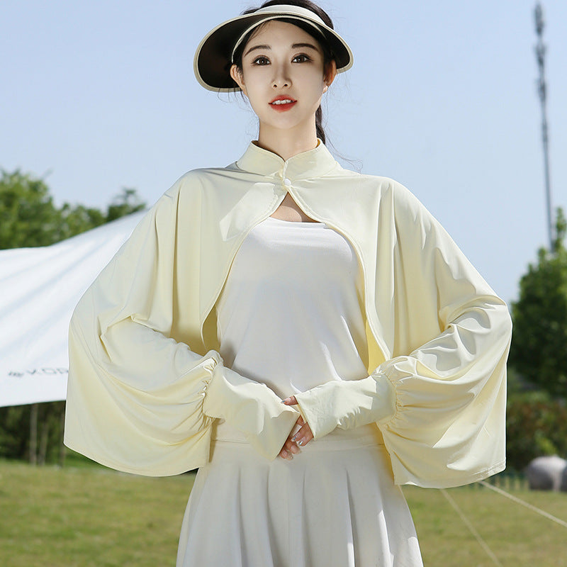 Womens Summer Sun-Protection Long Cape For Outdoor Cycling