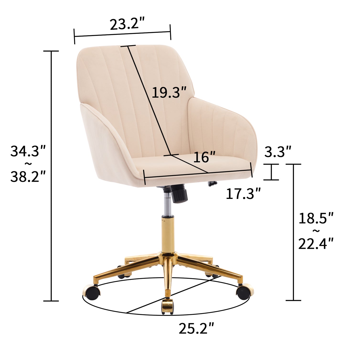 TY Adjustable Office Chair, Home Bedroom, Ergonomic Swivel Chair, Backrest Seat, Comfortable For Long Sitting