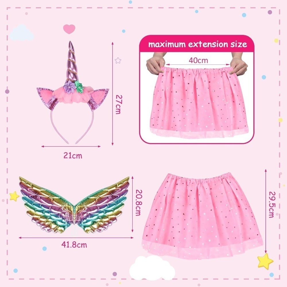 Costume Accessories Set With Headband, Wings, And Dress In Pink And Purple,Costume Accessories For Party And Celebration Decorations, Imaginative Costumes For Special Occasions