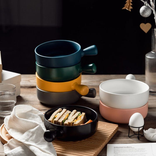 Japanese-Korean Style Ceramic Handle Bowl