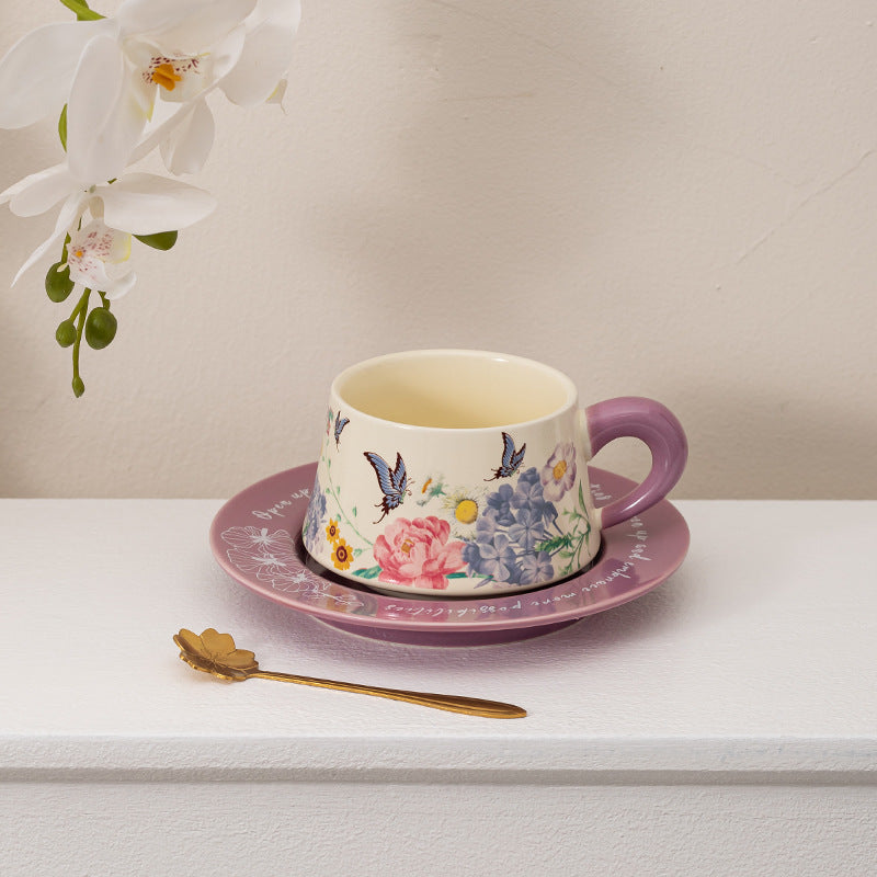 Butterfly Coffee Cup And Saucer Gift Set Ceramic Mug