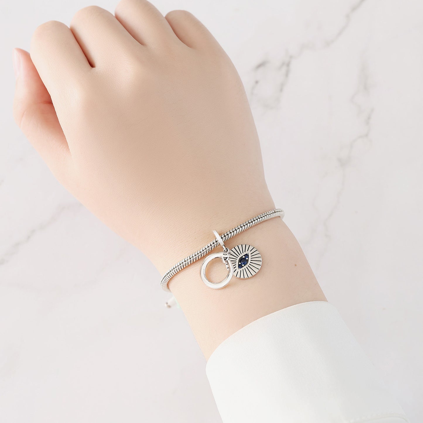 Copper-plated Silver Devils Eye DIY Bracelet Bead Accessories