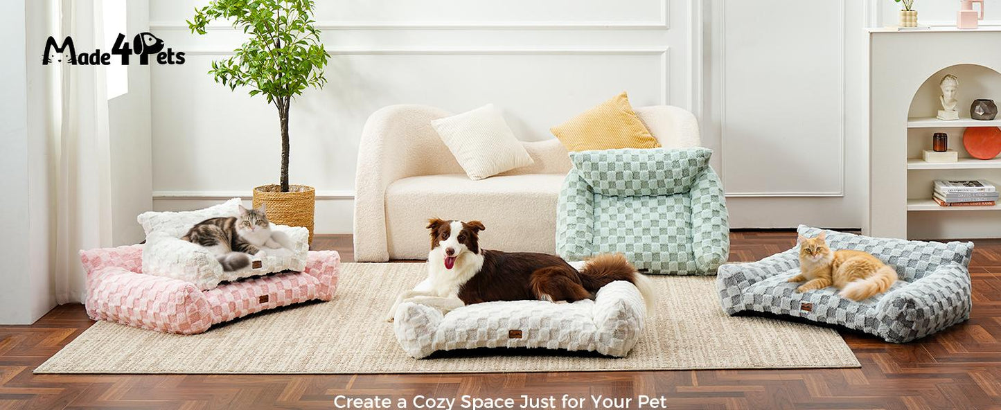 Made4Pets Medium Sage Green Plaid Pet Sofa Bed,Pickup Only