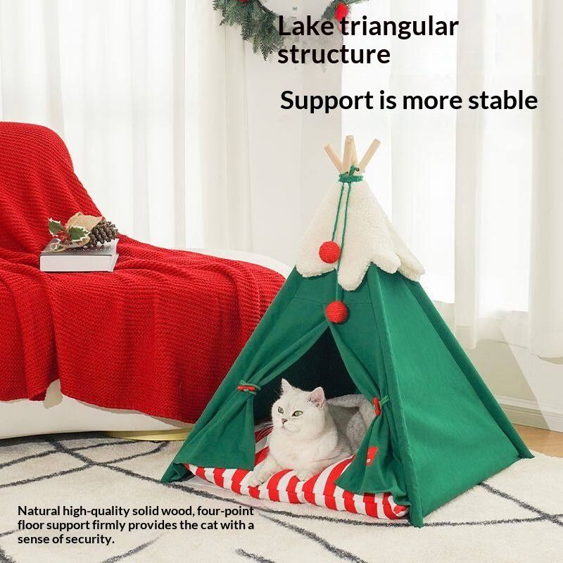 Summer Pet Bed Cat Tent With Hanging Ball