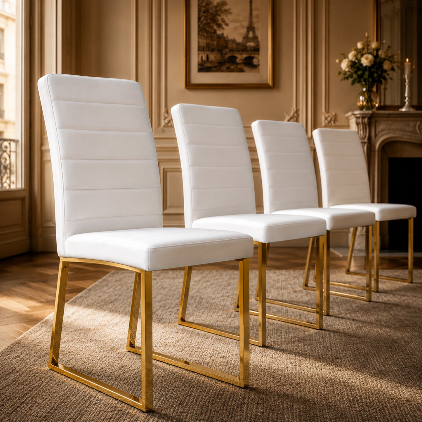 4-Pack - Heavy-duty Chairs Set 2.1 Thick Cushion, Iron Frame, Perfect For Home Or Office. Classic Colors, Great Value