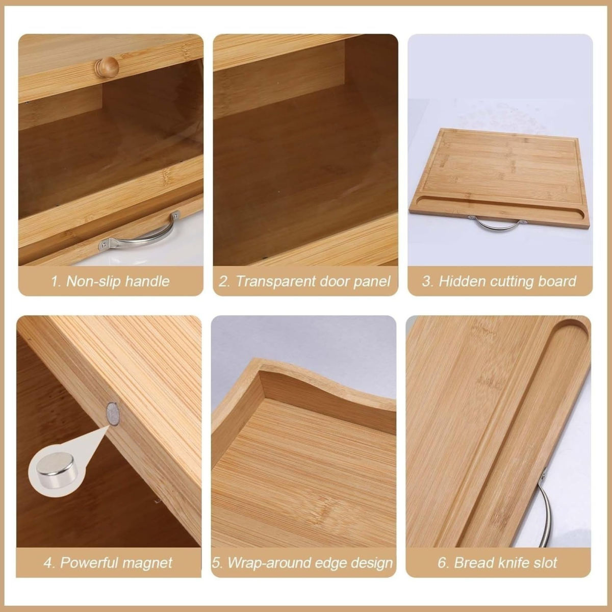 Bamboo Bread Box—Practical Storage Solution With Accessories—Storage Accessories Set