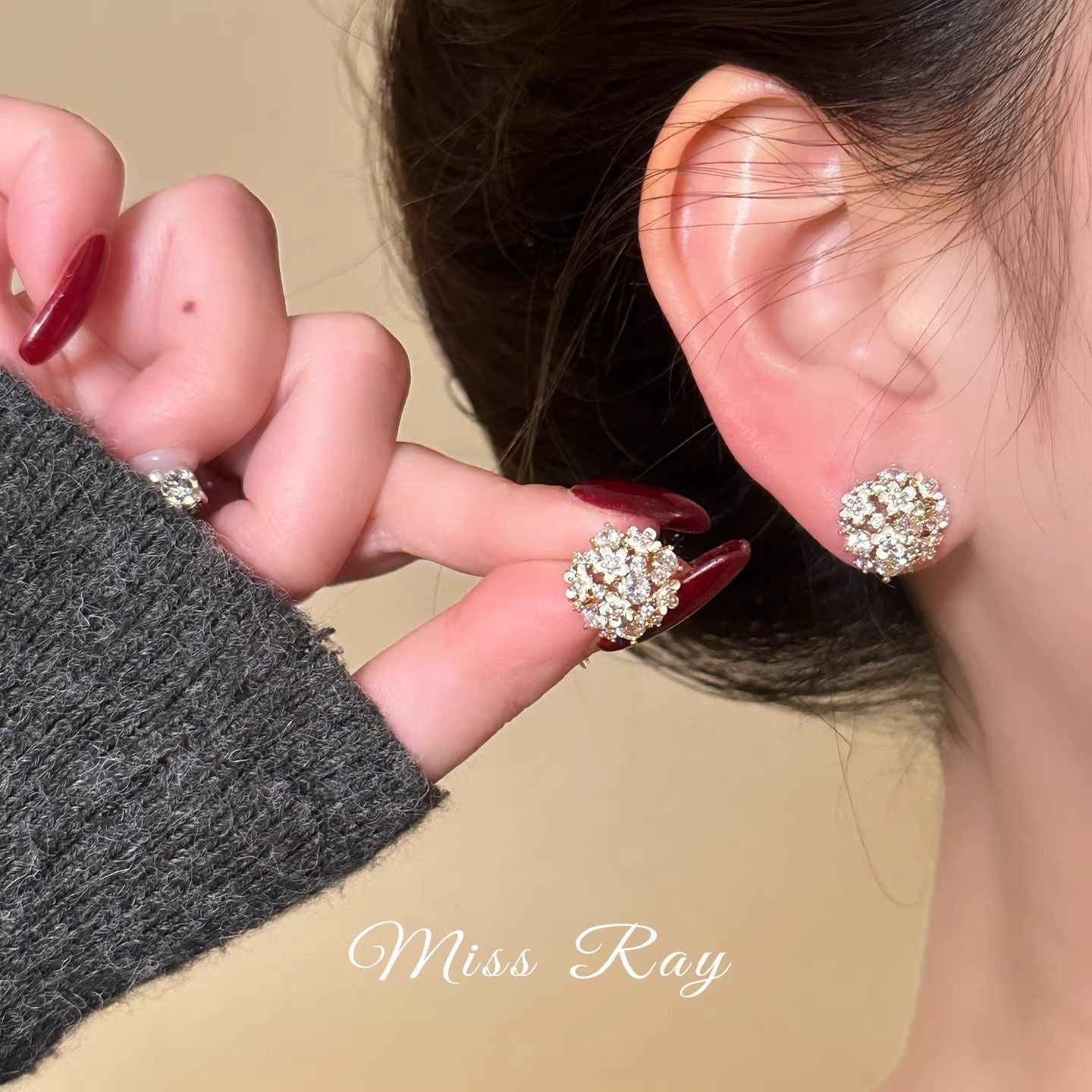 2026 New French Pastoral Fairy Zircon Floral Stud Earrings, Spring Forest Style Light Luxury Sweet Elegant Ear Jewelry For Women