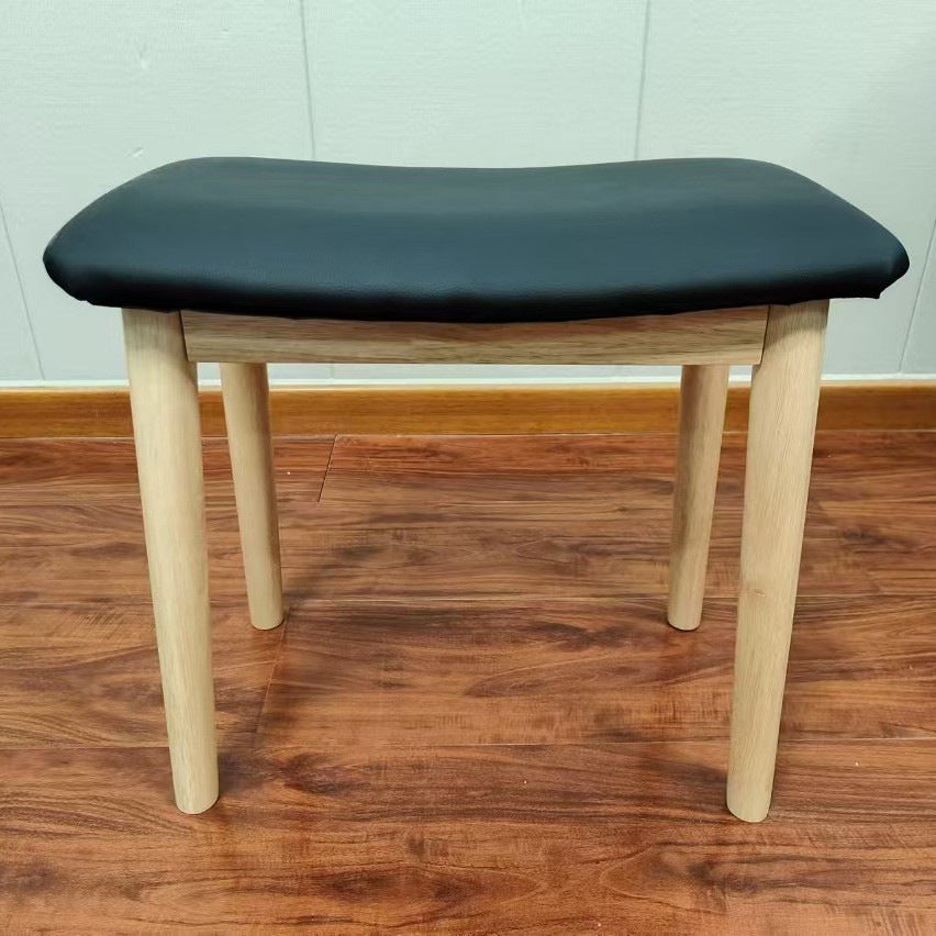 Modern Minimalist Upholstered Makeup Stool With A Solid-wood Curved Design