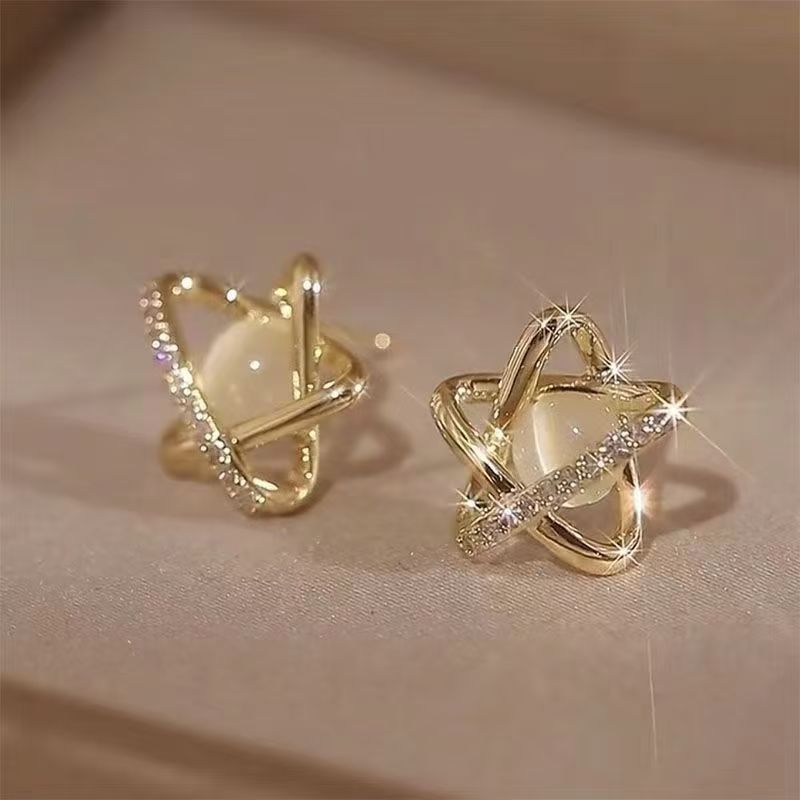 Cat's Eye Five-pointed Star Stud Earrings For Women, Premium Unique Elegant Star Earrings, 2026 New Hot Selling Ear Jewelry