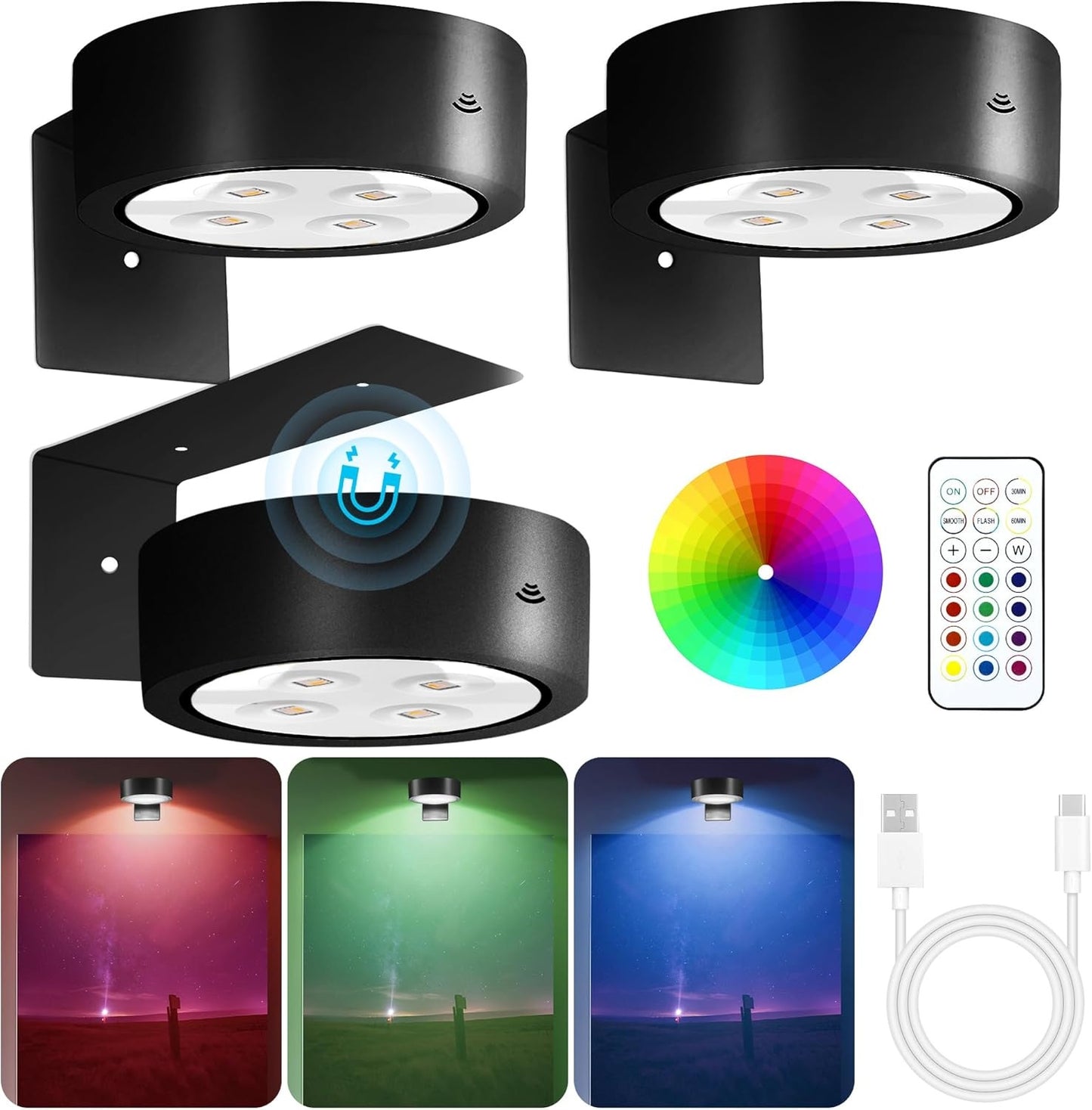 Color-Adjustable RGB Wardrobe Charging Remote-Controlled Night Light