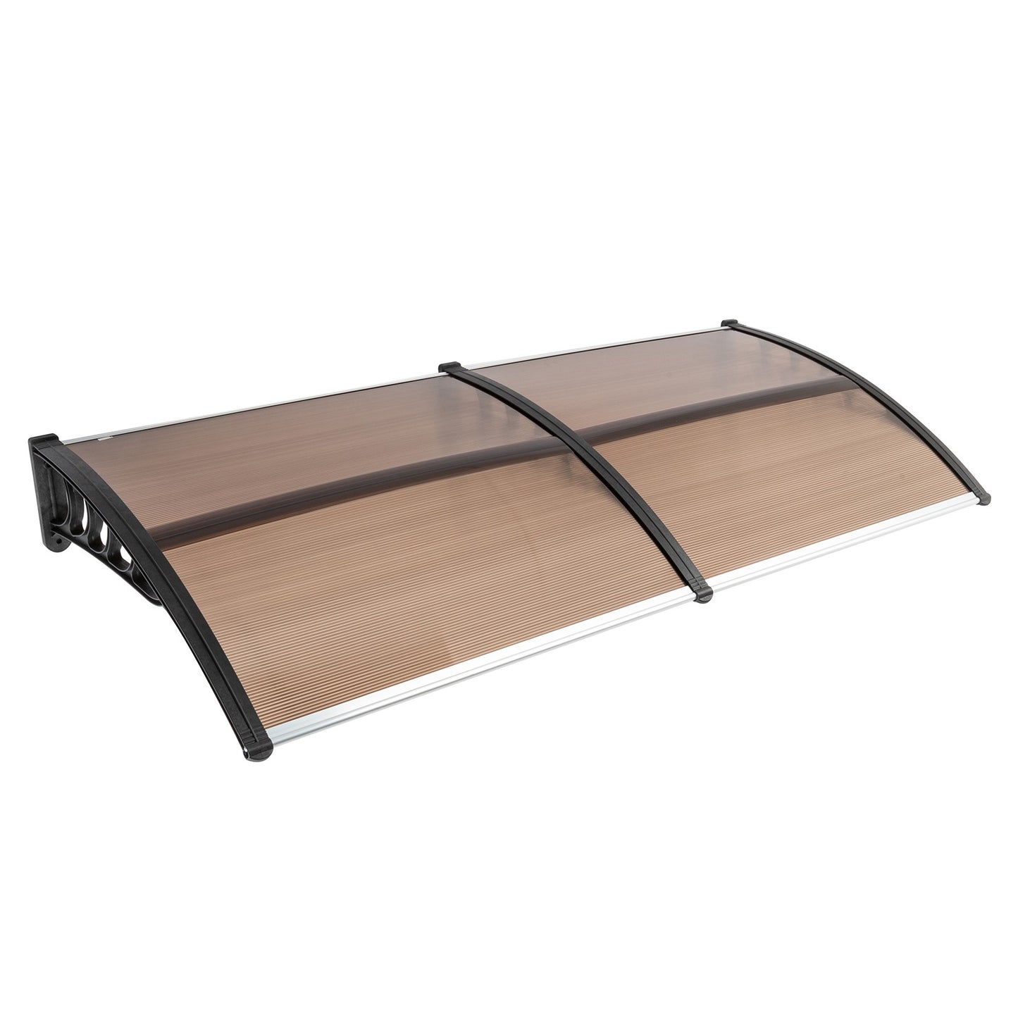 80x38in Door Window Awning With Brown Polycarbonate Panel & Black Bracket, Outdoor Rain Snow Sun Shade Cover, Durable 10-Year Lifespan, Easy Install