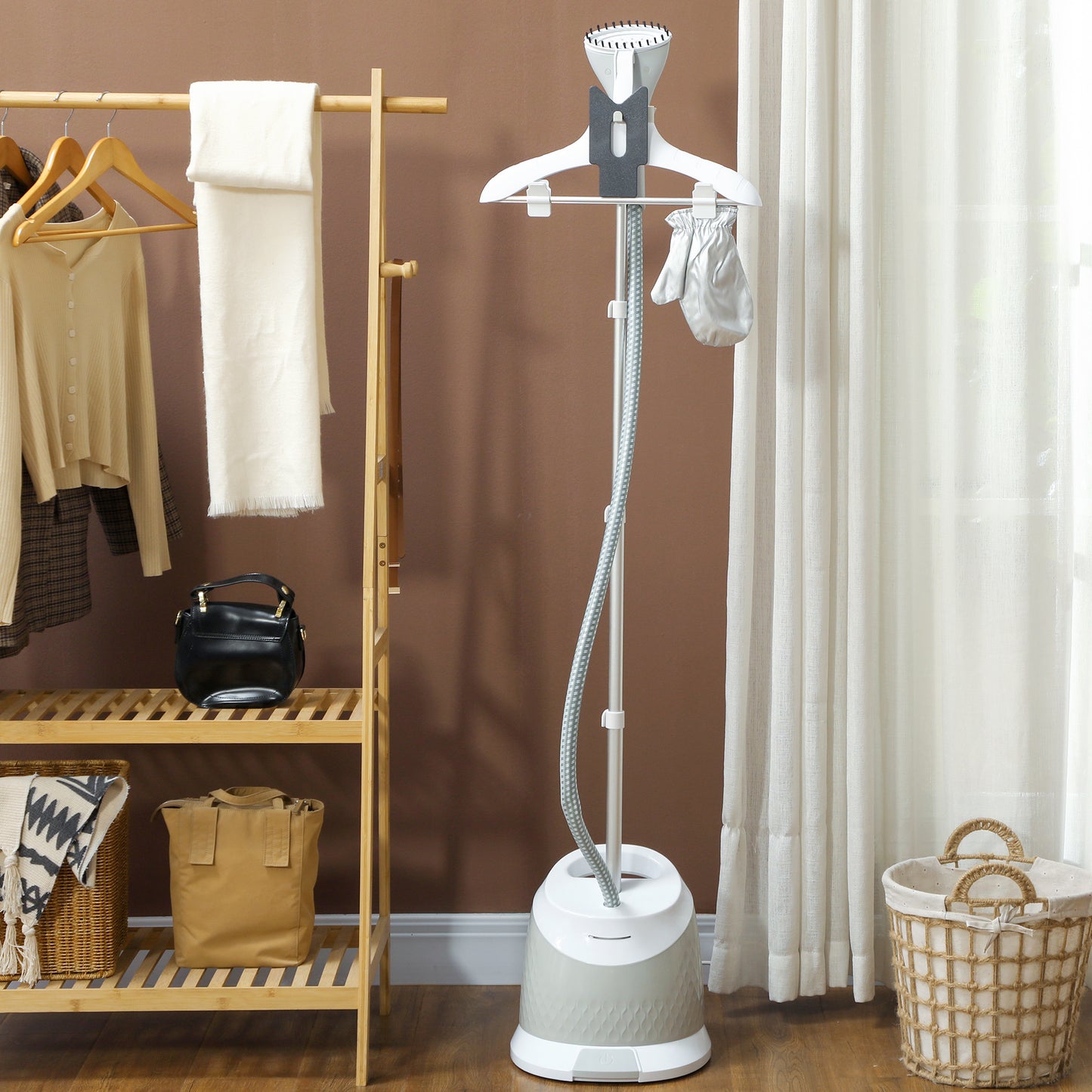 1800W Standing Clothes Steamer, With Accessories - Grey