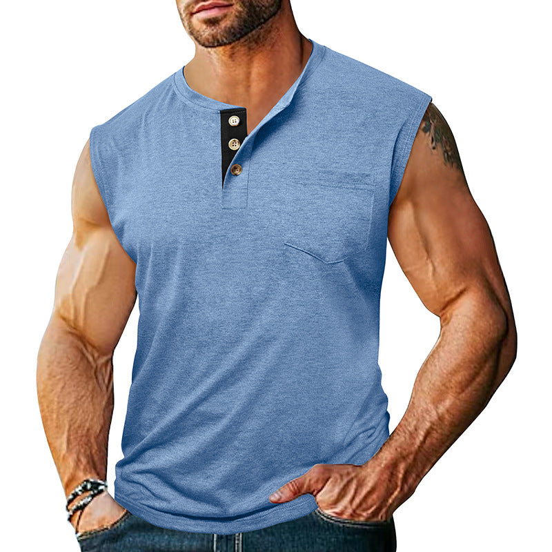 Men's Sleeveless Wide-Shoulder Tank Top Fitness Workout Top