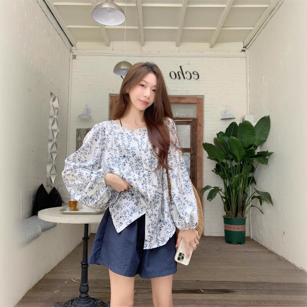 Vintage Floral Long-Sleeve Shirt For Women New Autumn Style