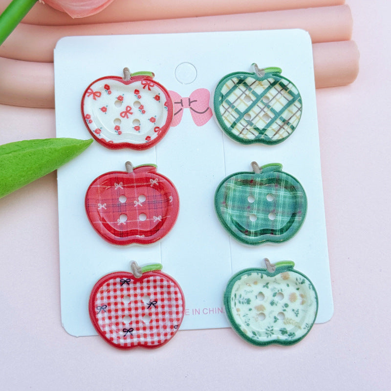 Colorful Printed Plaid Button Acrylic Diy Ornament Accessories