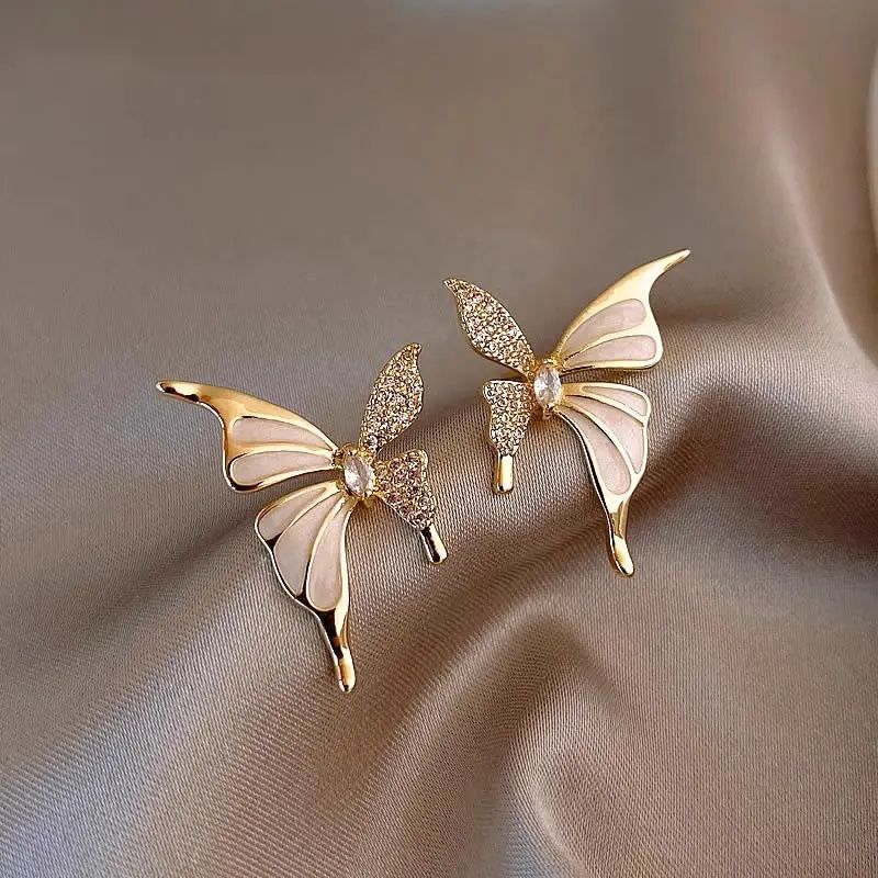 2026 Summer New Hot Luxury Liquid Butterfly Earrings, Niche High-End Elegant Retro Style Women Fashion Ear Jewelry