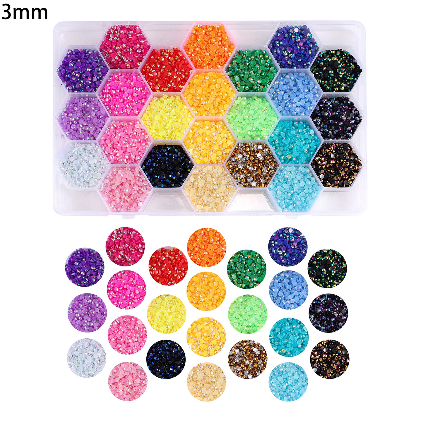 3mm4mm24 Gridsbox Multi-color Resin Drill Nail Beauty DIY Ornament Accessories