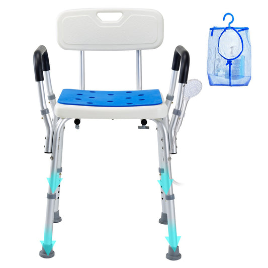 Shower Chair, 400 Lbs Capacity, Shower Seat With Back, Adjustable Height Shower Stool, Shower Chair For Inside Shower Bathtub, Non-slip Bathroom Bench Bath Chair For Elderly Disabled Handicap
