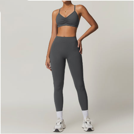 Beauty Back Yoga Clothes Suit Cargo Pocket Sports Suit High Waist Hip Lift Workout Clothes