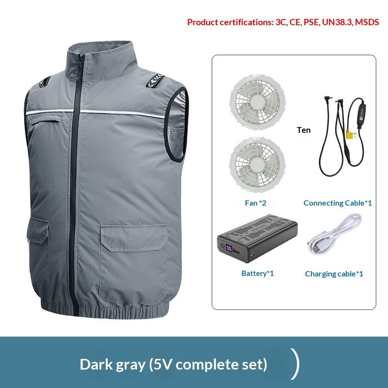 Outdoor Heat-Relief Cooling And Waterproof Vest With Built-In Fan