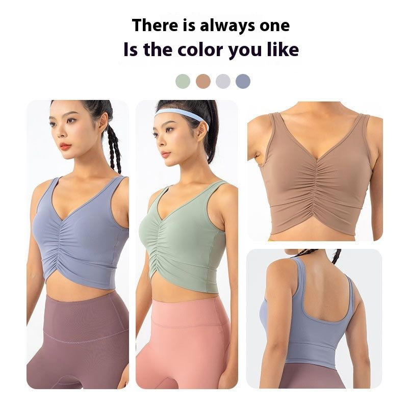 Nude Feel Yoga Sports Underwear Women's Bow Shockproof Push-up Bra