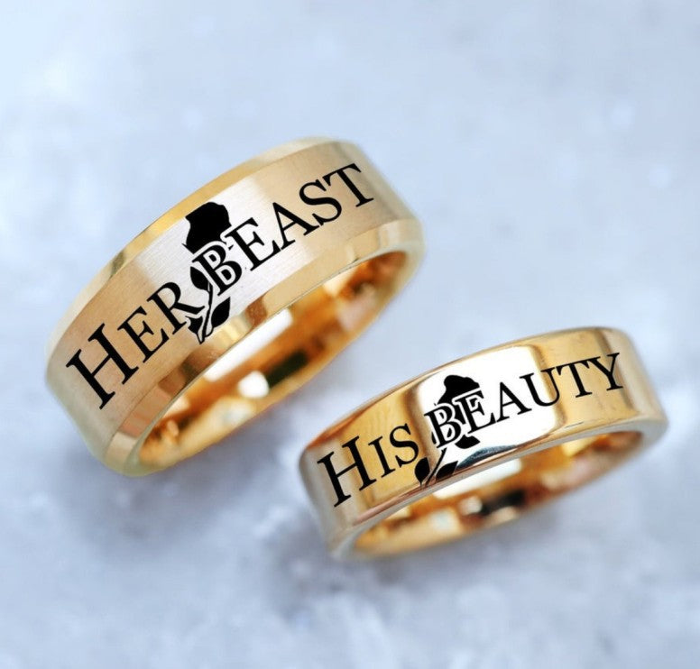 Beauty And Beast Couple Ring Titanium Steel