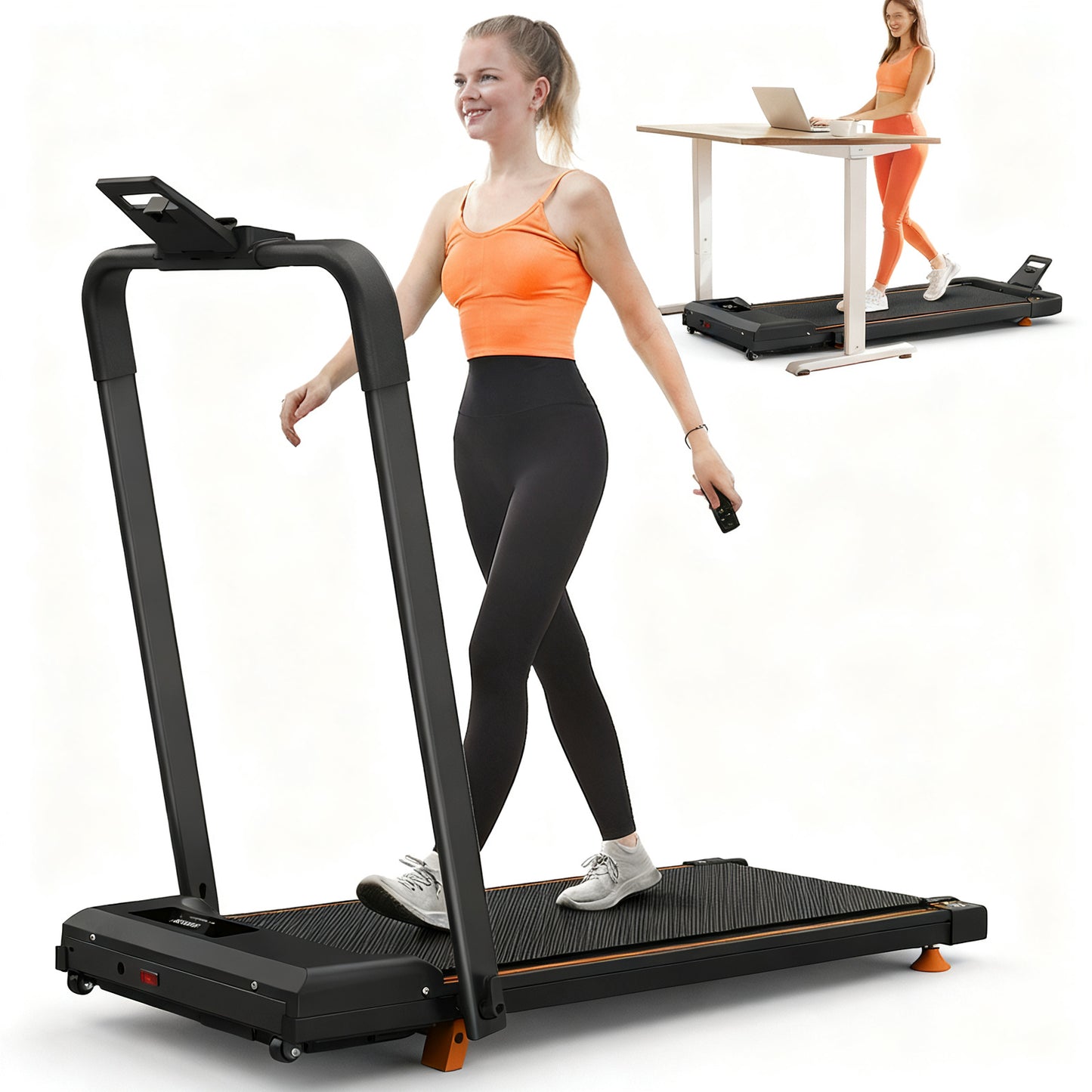Home Office Desk Treadmills, Compact Desktop Treadmills With Inclined Portable Treadmills, 2-in-1 Treadmills For Walking, Running And Jogging, With A Weight Capacity Of 120KG Treadmill,APP