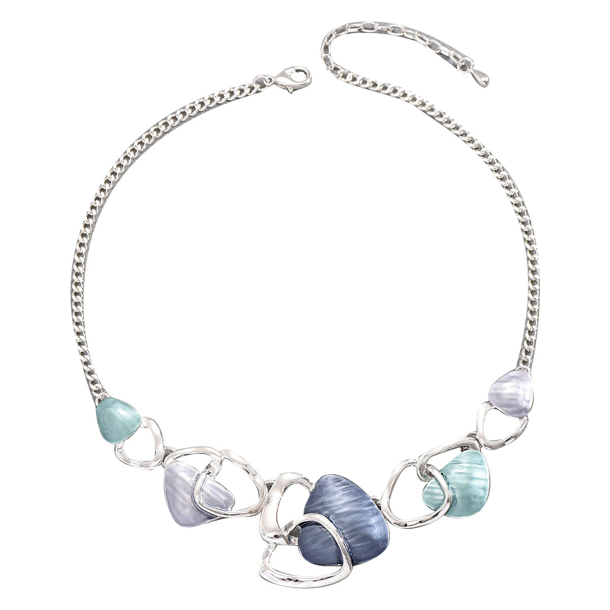 Hot Selling New Cross-Border Jewelry Set For Women, Round Enamel Drop Earrings & Irregular Design Clavicle Necklace, Elegant Premium Neck Ear Accessories